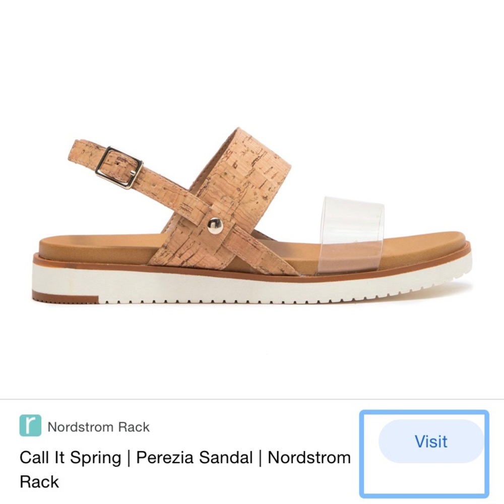 NWT Vegan Leather Sandal with Clear Strap